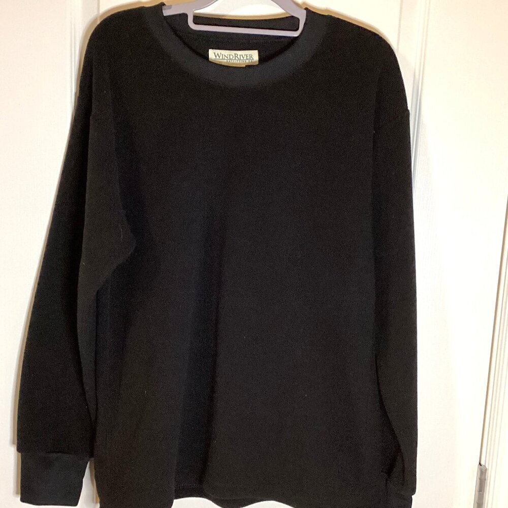 Wind River Woman's Black Fleece Crewneck Sweater Sweatshirt Size L Minimalist - Picture 2 of 5